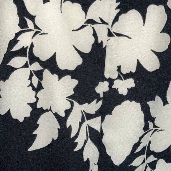 MSK Women Black & White Floral Bow Sleeve Dress Size 16 W - Picture 3 of 12